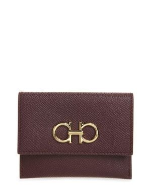 Ferragamo Double Gancio Leather Bifold Wallet - Purple