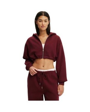Cotton On Active Plush Micro Cropped Zip Through - Red