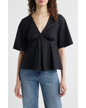 Wayf Zelma V-Neck Babydoll Top - Black