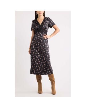 Chelsea28 Puff Sleeve Midi Dress - Black