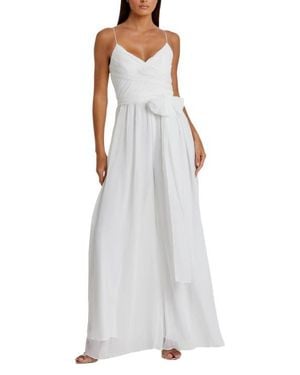 Mac Duggal Flowy Faux Wrap Wide-Leg Jumpsuit - Purple