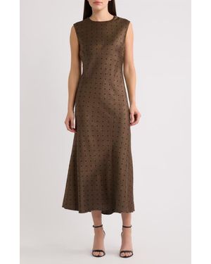 Sam Edelman Polka Dot Satin Maxi Dress - Brown