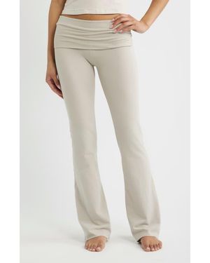 Skims Stretch Cotton Jersey Foldover Pants - Natural