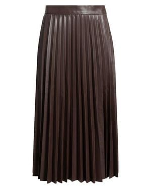 Tahari Pleated Faux Leather Midi Skirt - Brown