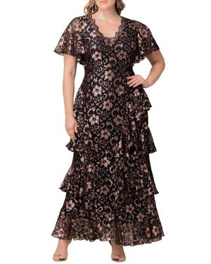 Kiyonna Mon Ange Tiered Lace Gown - Brown