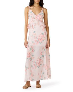Steve Madden Jaila Ruffle Floral Maxi Dress - Pink
