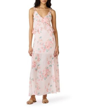 Steve Madden Jaila Ruffle Floral Maxi Dress - Pink