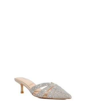 Dune Calla Pointed Toe Kitten Heel Mule - White