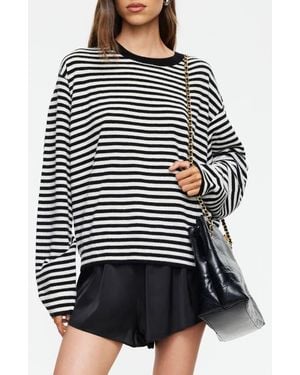 Lioness Olsen Stripe Wool Blend Sweater - Black