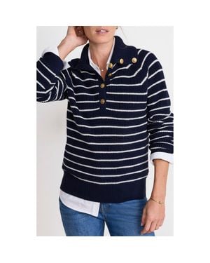 Vineyard Vines Stripe Half Button Sweater - Blue