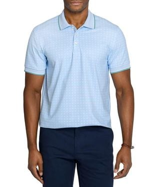 Con.struct Slim Fit Square Dot Short Sleeve Polo - Blue