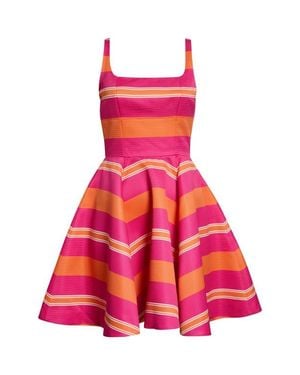 Emilia Wickstead Mona Stripe Taffeta Faille Fit & Flare Minidress - Pink