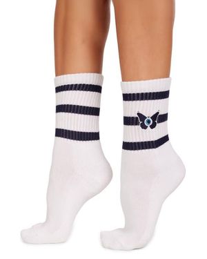 Lauren Moshi Sariah Evil Eye Butterfly Midi Socks - Black