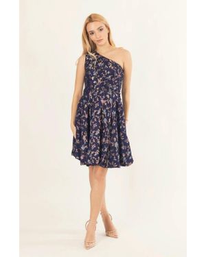 Ras Azurine One Shoulder Short Dress - Blue