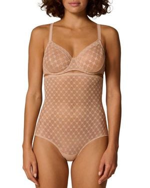 Simone Perele Plume Embroidered Molded Underwire Bra - Brown