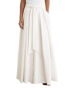Reiss Simone Cotton Blend Pleated Maxi Skirt - White
