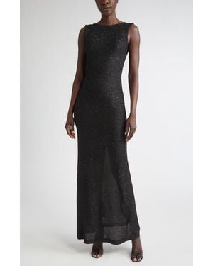 St. John Aura Sleeveless Stretch Sequin Knit Gown - Black