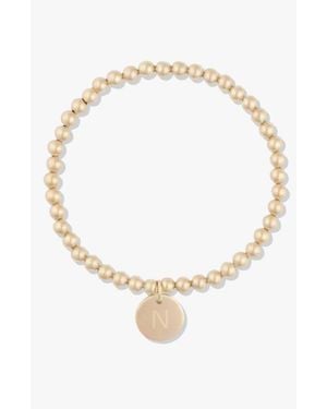Cuffed By Nano Classic Initial Coin 14K Filled Bead Bracelet - White