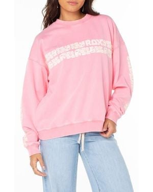 Roxy Lineup Oversize Graphic Sweatshirt - Red