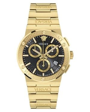 Versace Greca Logo Chronograph Bracelet Watch, 40Mm - Metallic