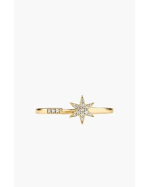 MEJURI Pavé Diamond Star Open Ring - Metallic