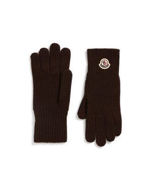Moncler Virgin Wool Gloves - Brown