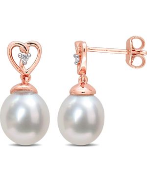 Julianna B Pearl & Topaz Heart Drop Earrings - White