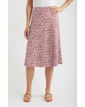 Seasalt Cornwall Floral Print Stretch Organic Cotton Skirt - Red