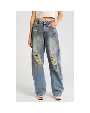 AFRM Bexley Ripped Barrel Leg Jeans - Blue