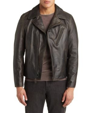 Schott Nyc Cowhide Leather Moto Jacket - Black