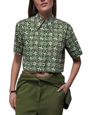 WILDFANG The Essential Cropped Button Up - Green