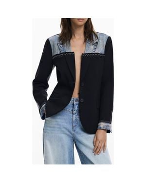 Desigual Denim Trim Blazer - Black