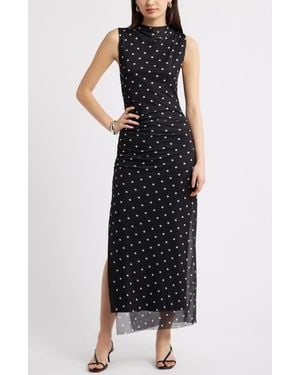 Open Edit Mesh Body-Con Maxi Dress - Black