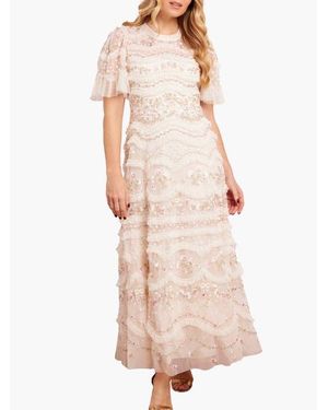 Needle & Thread Marina Ruffle Ankle Gown - Pink