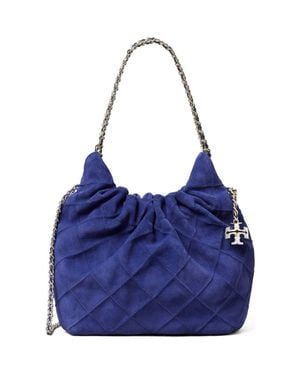 Tory Burch Fleming Suede Mini Hobo - Blue
