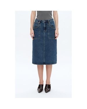 Bayeas Beth Denim Midi Skirt - Blue