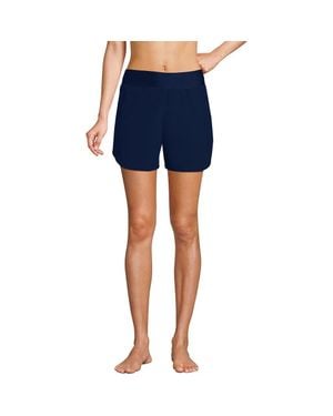 Lands' End 5 Quick Dry Elastic Waist Board Shorts Swim Cover-Up Shorts With Panty - Blue