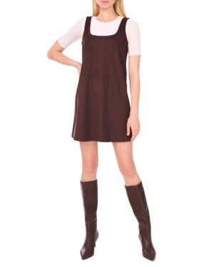 1.STATE Seam Detail Faux Suede Shift Minidress - Brown