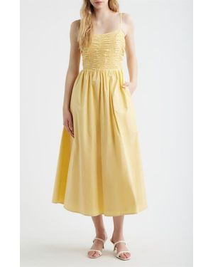 FREEMARKET Smock Bodice Cotton Sundress - Yellow