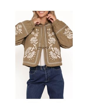 Petal & Pup Vako Floral Quilted Jacket - Natural