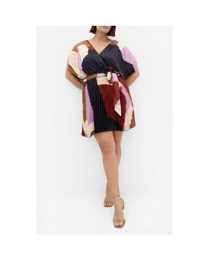 City Chic Hailey Abstract Print Minidress - Red