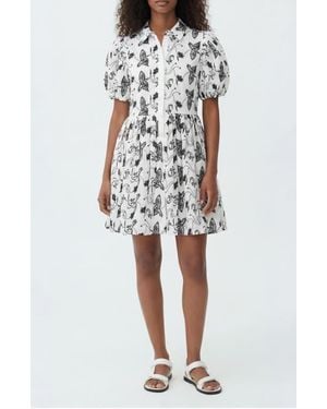 The Lulo Project The Sundown Print Puff Sleeve Dress - White