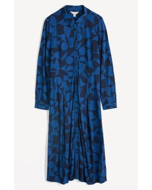 Seasalt Cornwall Coastline Long Sleeve Organic Cotton Blend Shirtdress - Blue