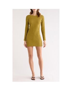 Billabong Dream Life Long Sleeve Pucker Knit Minidress - Green