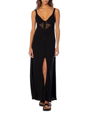 Maaji Midnight Lace Inset Maxi Cover-Up Dress - Black