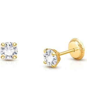 Tiny Blessings 14K 4Mm Genuine Diamond Studs Screw Back Earrings - Metallic