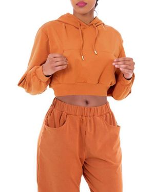 DAI MODA Crop Hoodie - Orange