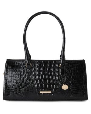 Brahmin Sophia Croc Embossed Leather Satchel - Black