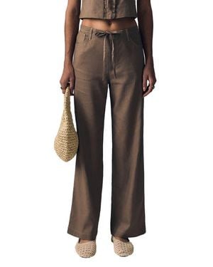 Le Jean Simone Linen Drawstring Pants - Black