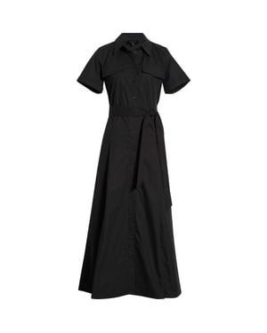 Ted Baker Box Pleat Tie Belt Cotton Maxi Shirtdress - Black